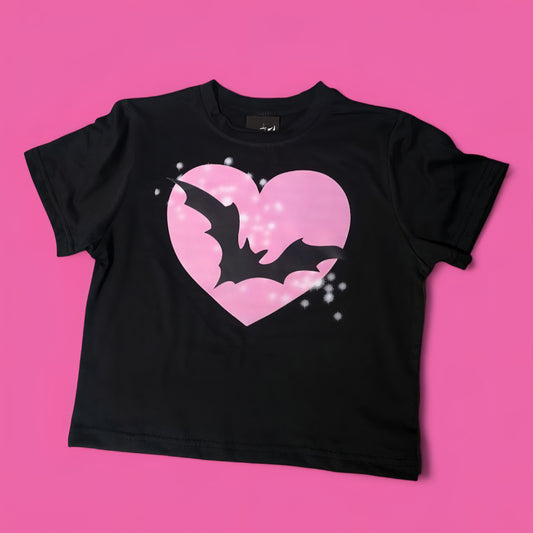 Black And Baby Pink Morta Atrom Logo Crop Top